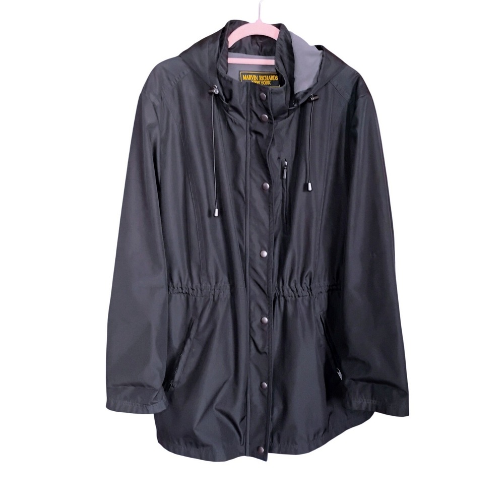 Marvin Richards New York Women's 2X Black Hooded Utility Anorak Jacket Coat